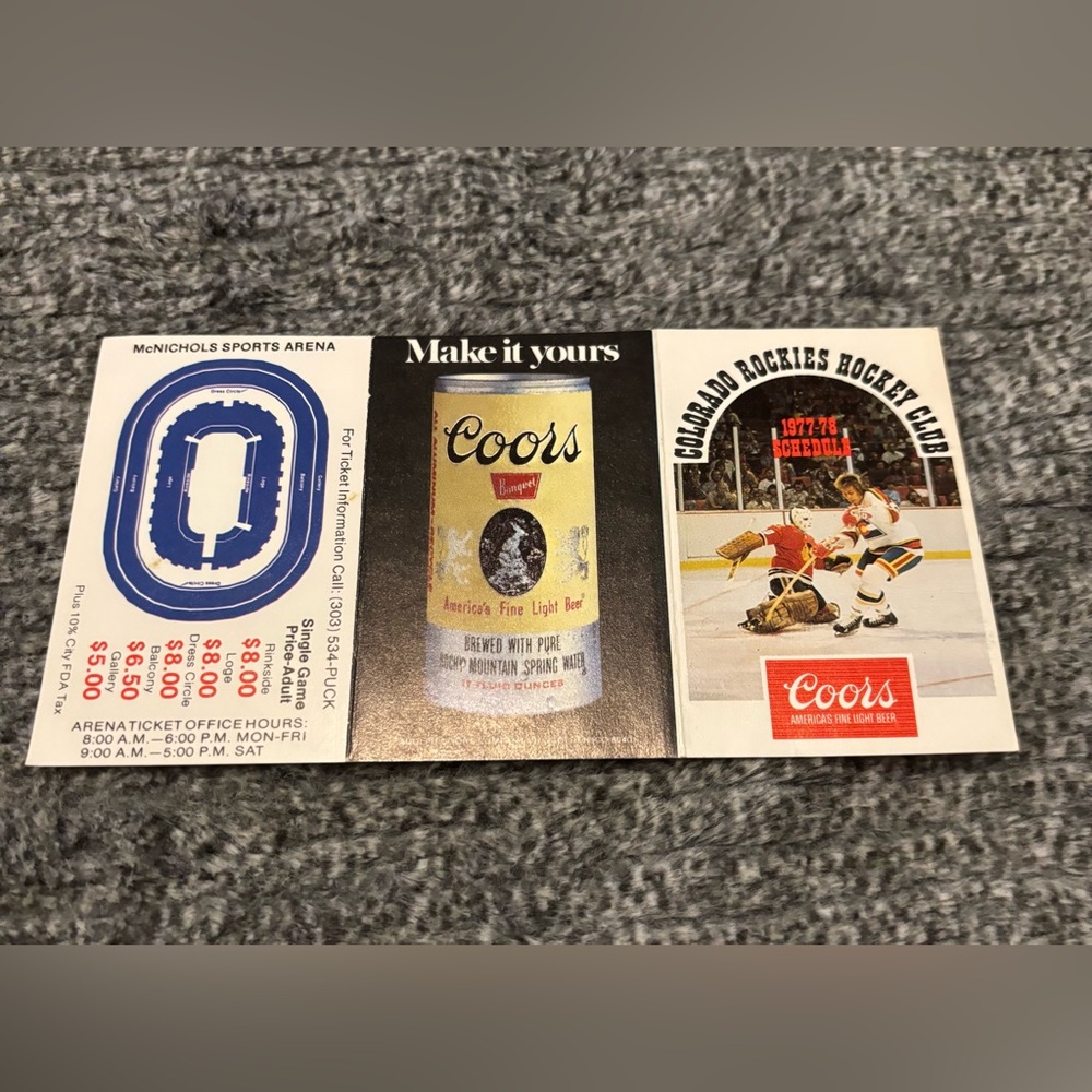 Colorado Rockies NHL Vintage 1977 1978 Pocket Schedule